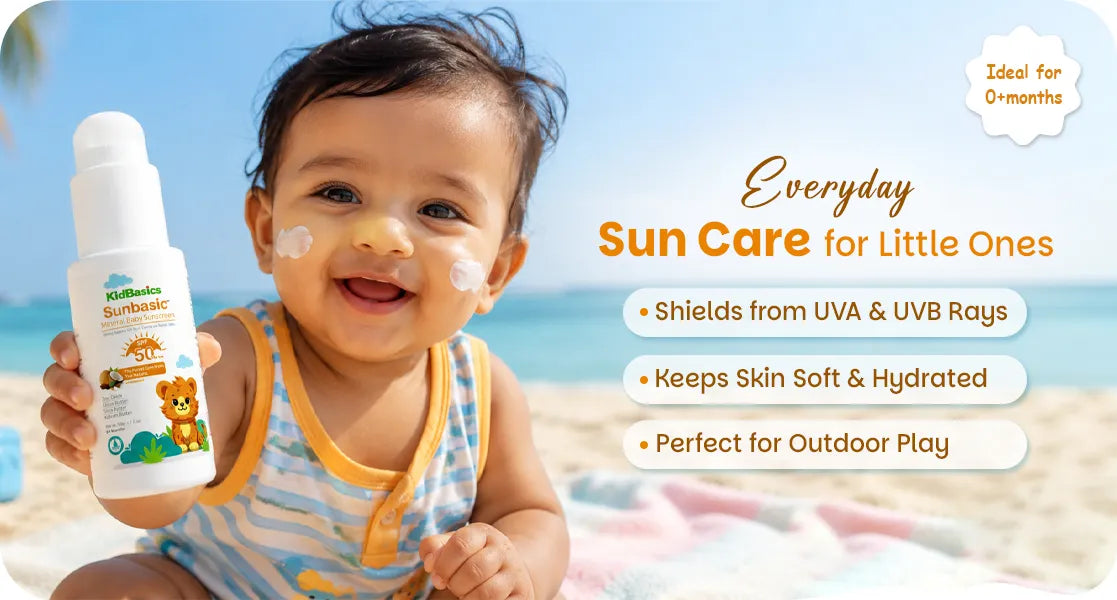 SunBasic Mineral Baby Sunscreen SPF 50 PA+++ | Gentle Daily Sun Protection